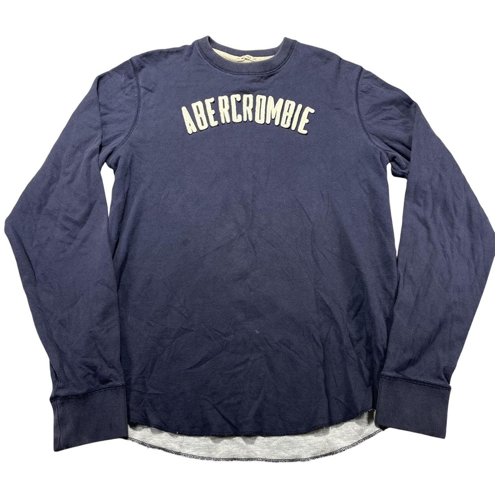 Abercrombie & Fitch Sweatshirt Mens Large Blue ABERCROMBIE Crewneck Pullover Y2K